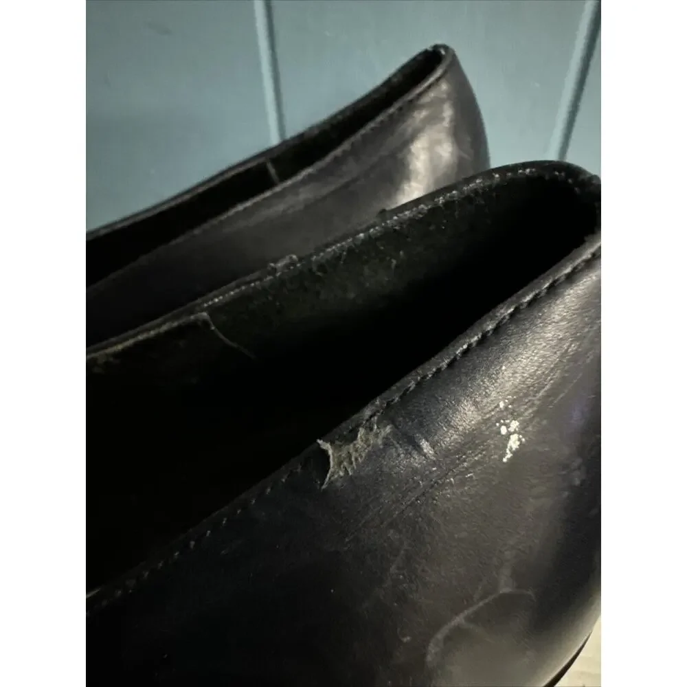 Vtg Y2K Liz‎ Claiborne Women’s 8.5N Narrow Loafers Navy Blue Leather Chunky Heel